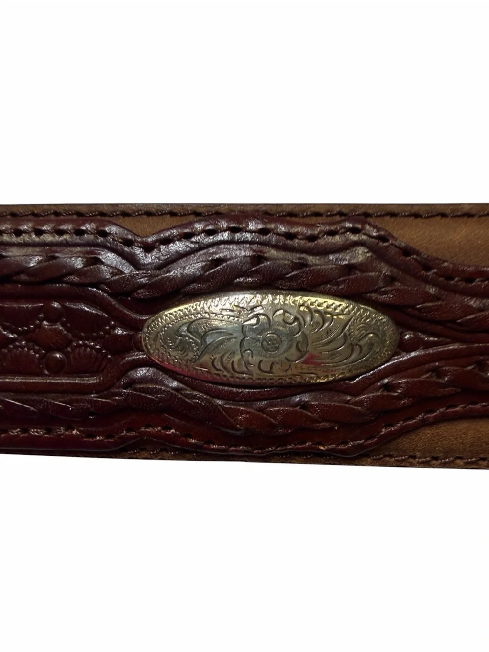 Justin Brown Leather Men’s Belt with Silver Buckle